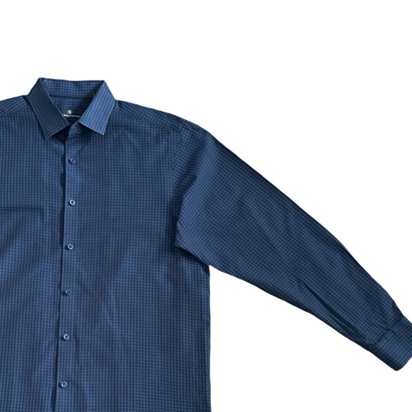 Men’s Navy Checkered Dress Shirt Sz Lg - Picture 7 of 14